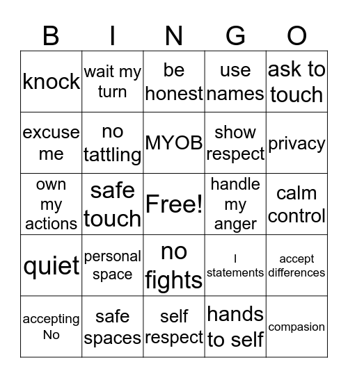 Boundary Bingo Card