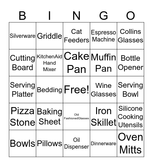 Bridal Bingo Card