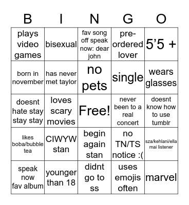 troy :) Bingo Card