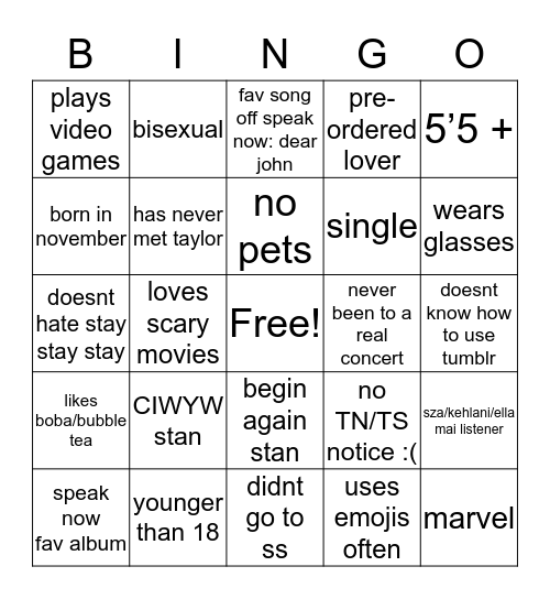 troy :) Bingo Card