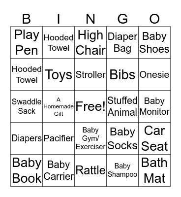 Baby Bingo Card