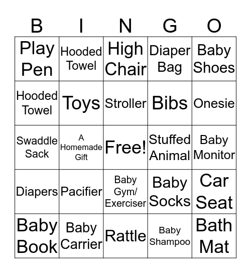 Baby Bingo Card