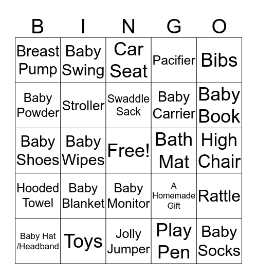 Baby Bingo Card