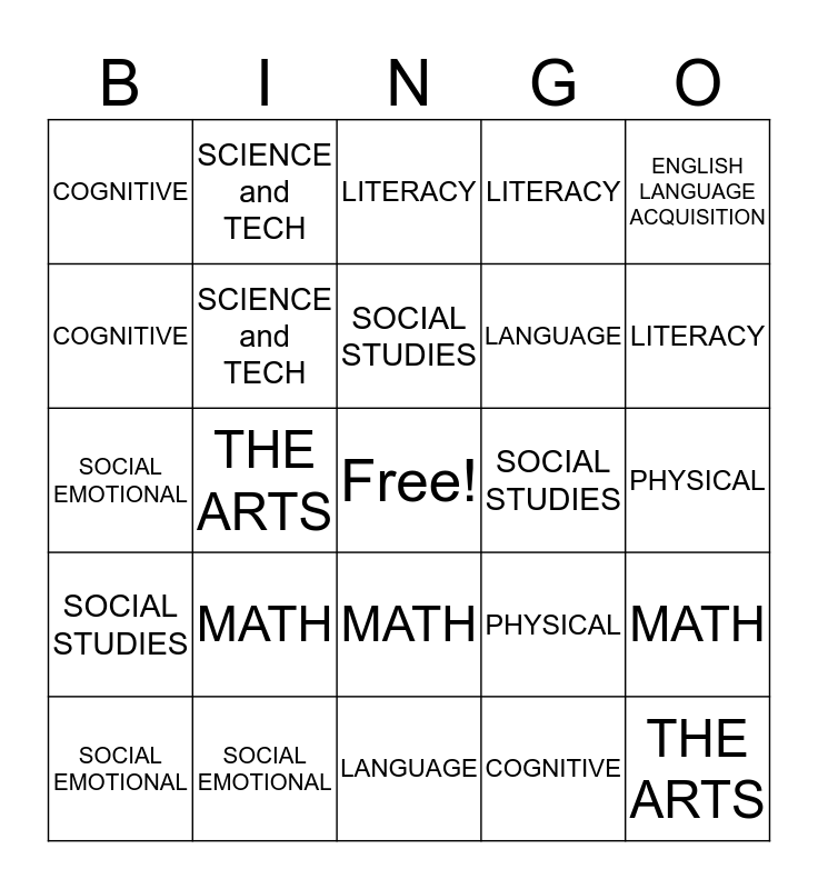 TEACHING STRATEGIES GOLD Bingo Card