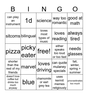 how similar are you to capnperaltiago? :) Bingo Card