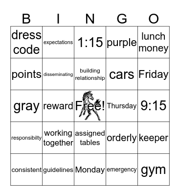 DAEP Handbook Bingo Card