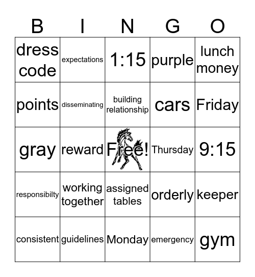 DAEP Handbook Bingo Card