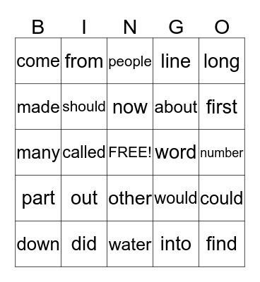 Star Words Bingo- Blue Bingo Card