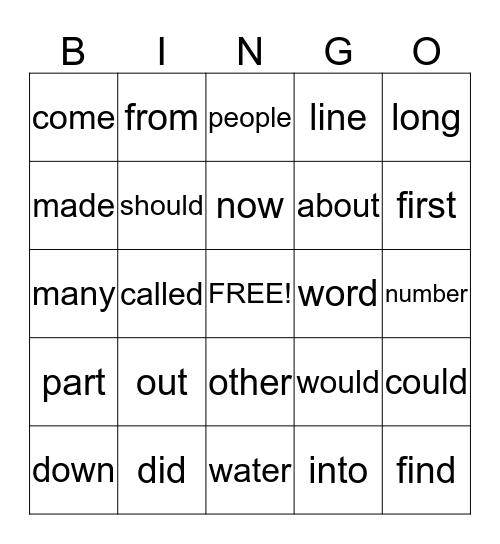Star Words Bingo- Blue Bingo Card