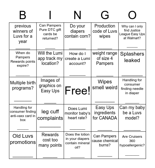 Which article can I find....in?  Bingo Card