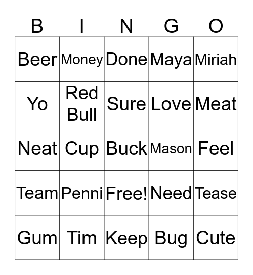 :) Bingo Card