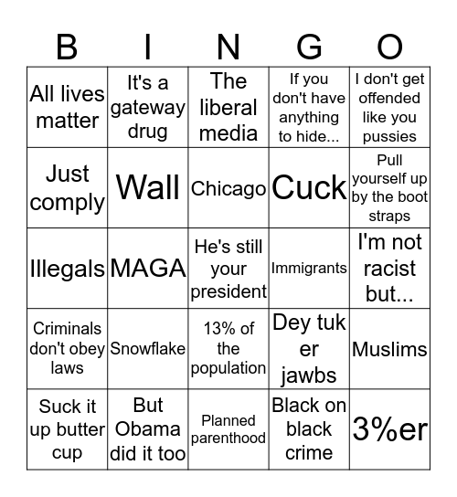 Conservative bingo  Bingo Card