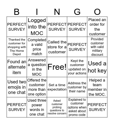 THE HOME DEPOT RAISING YOUR LTSA Bingo Card