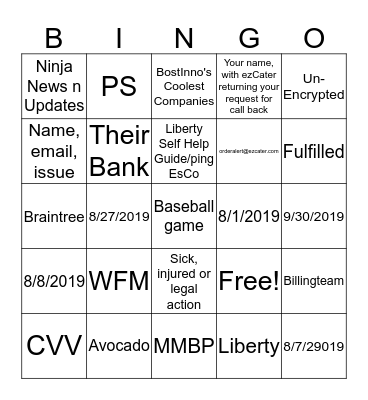 MMBP Team Meeting 8/7/19 Bingo Card