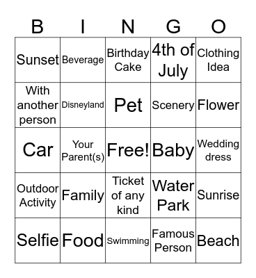 Cell Phone Bingo Card