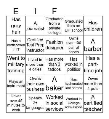 Getting to Know YOU! Bingo Card