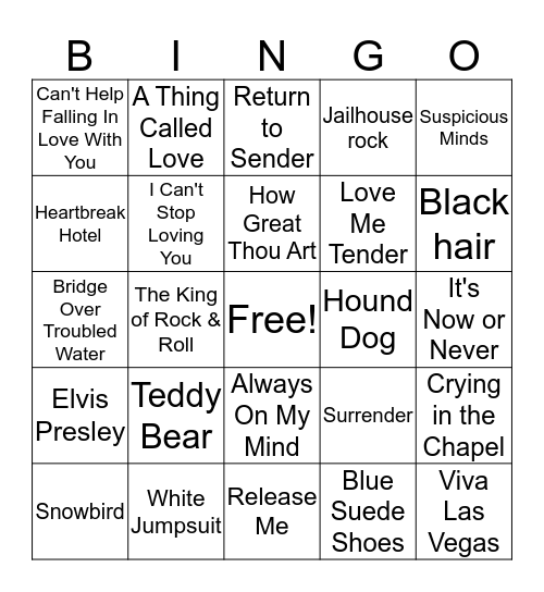 ELVIS Bingo Card