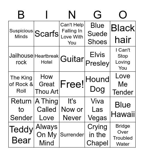 ELVIS Bingo Card