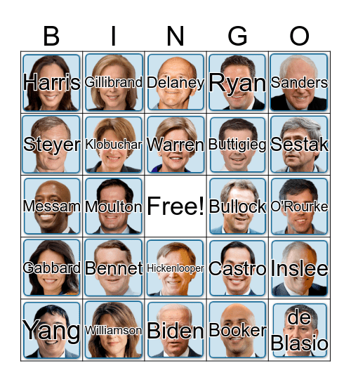 Democratic Primary 2020 Bingo Card