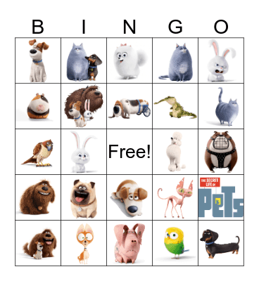 Secret Life of Pets Bingo Card