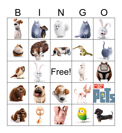 Secret Life of Pets Bingo Card
