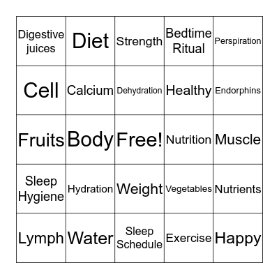 Physical Health Week 1 Bingo Card