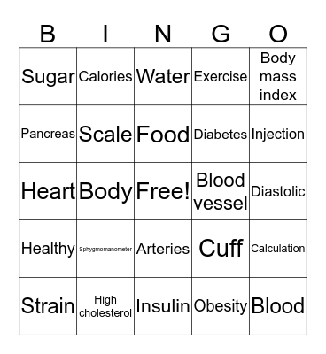 Physical Health Week 2 Bingo Card