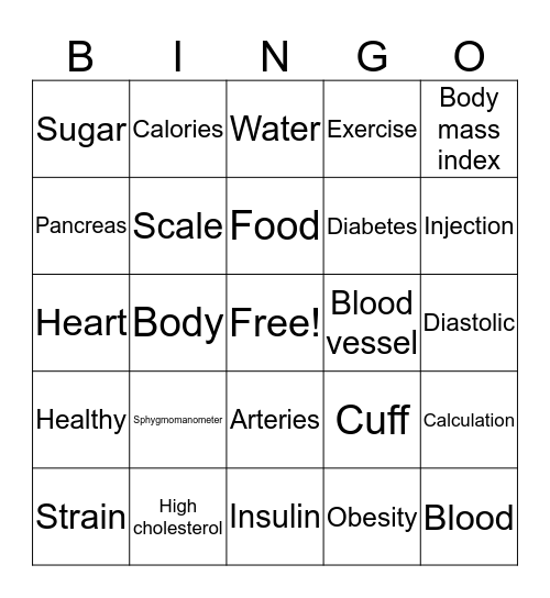 Physical Health Week 2 Bingo Card