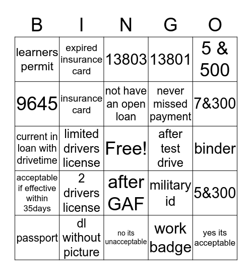 North 45 Bingo Card