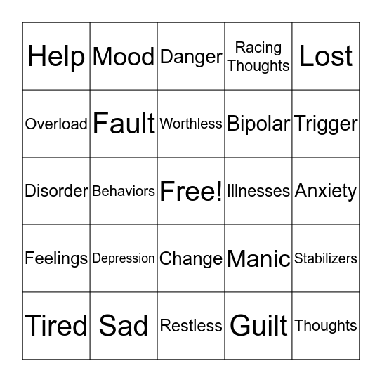 Mental Illness Week 1 Bingo Card