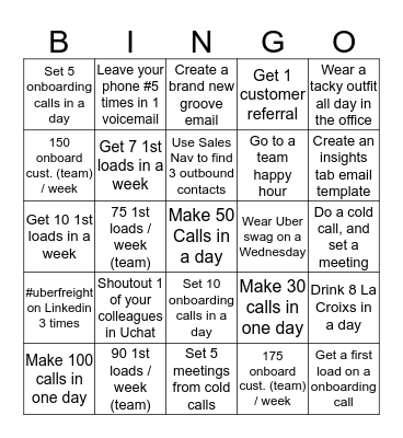 Shipper Platform Bingo Contest Bingo Card