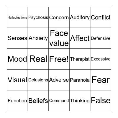 Mental Illness Week 2 Bingo Card