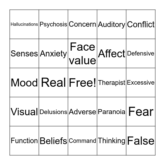 Mental Illness Week 2 Bingo Card