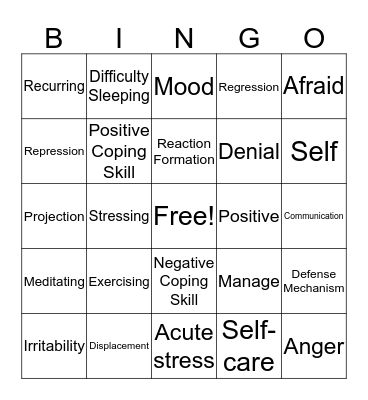 Stress Week 1 Bingo Card