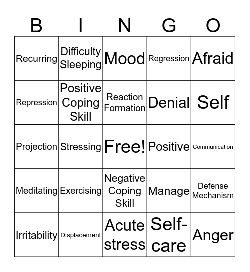 Stress Week 1 Bingo Card