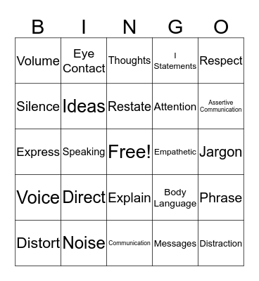 Communication Week 1 Bingo Card