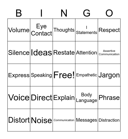Communication Week 1 Bingo Card
