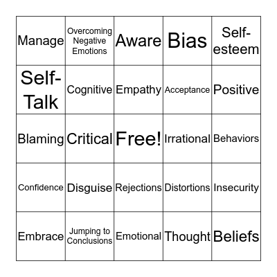 Emotional Health Week 1 Bingo Card