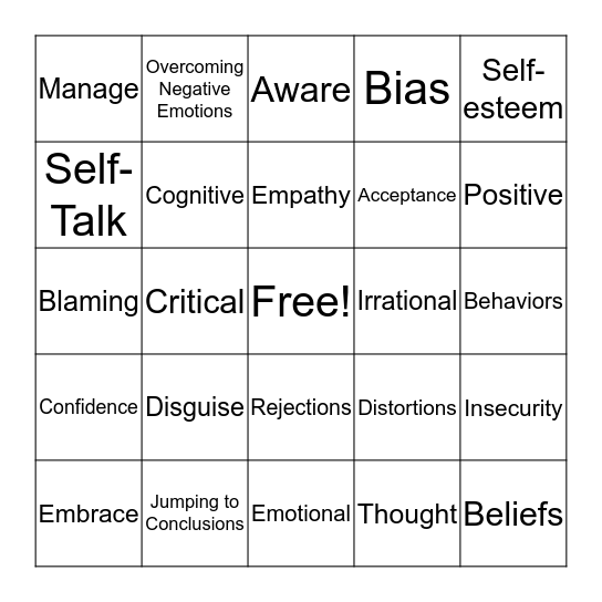 Emotional Health Week 1 Bingo Card