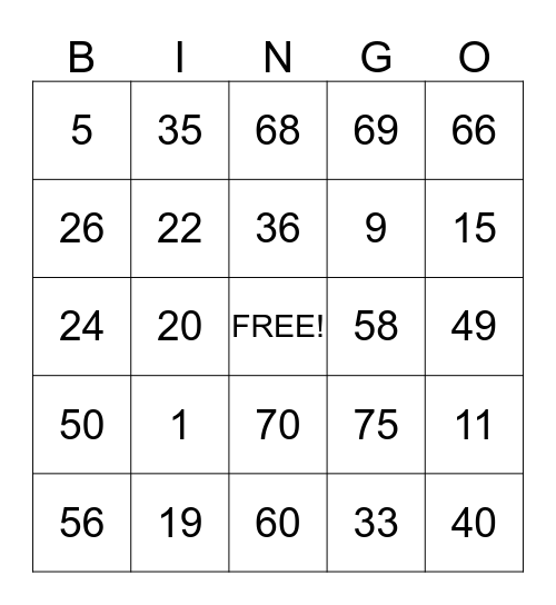 TUIALA  BINGO Card