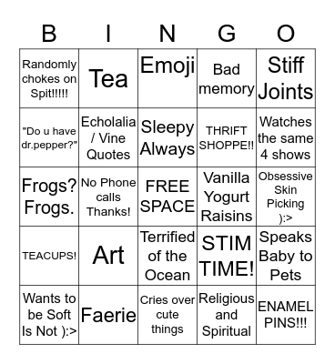 Jesse's Bingo Card