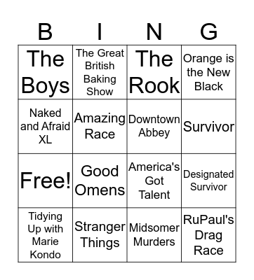 What We Watched Bingo Card