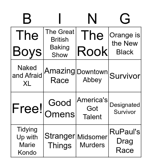 What We Watched Bingo Card