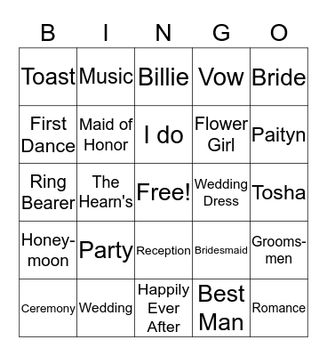 Wedding Bingo Card