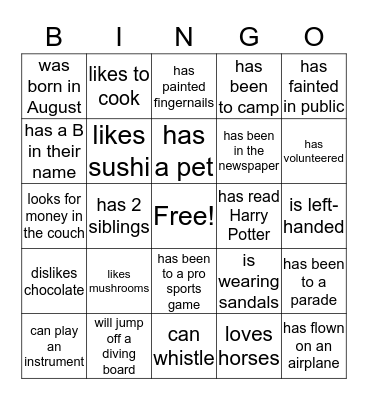 Find someone who... Bingo Card