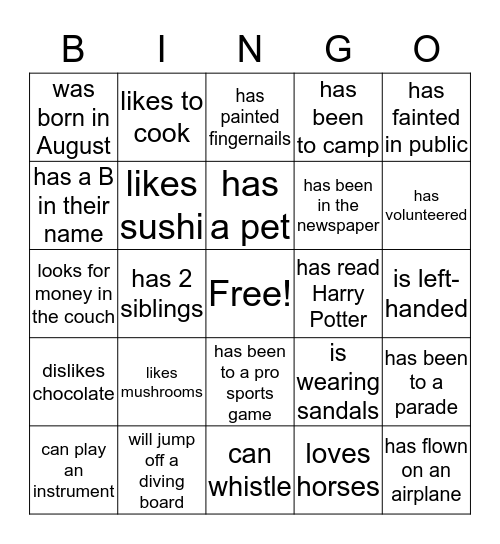 Find someone who... Bingo Card