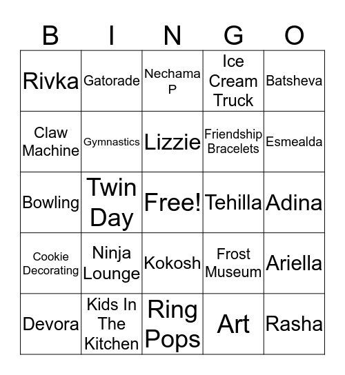 Machane Miami  Bingo Card