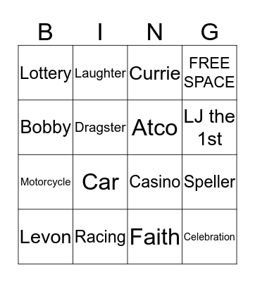 Currie Anniversary Bingo Card