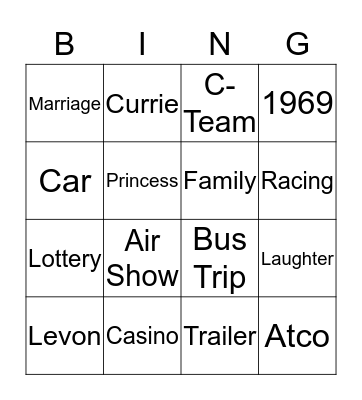 Currie Anniversary Bingo Card