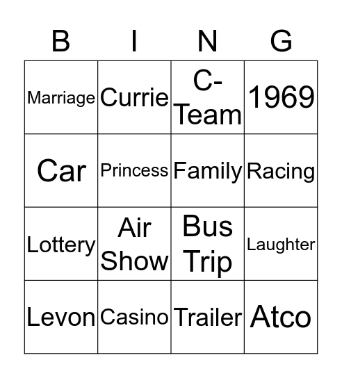 Currie Anniversary Bingo Card